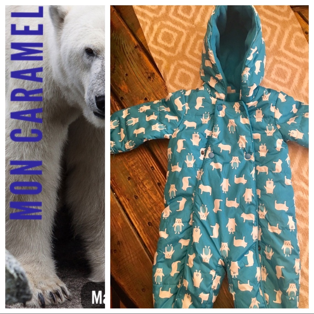 Mon Caramel Turquoise Polar Bear Snowsuit